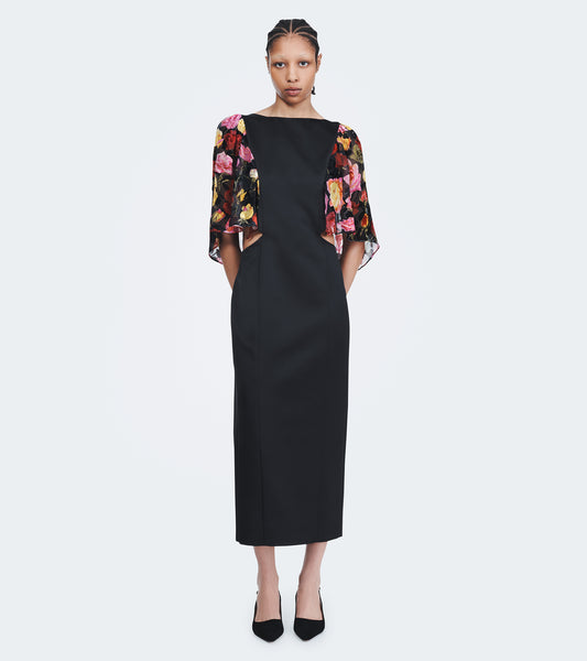 FLOUNCE SLEEVE CUTOUT DRESS