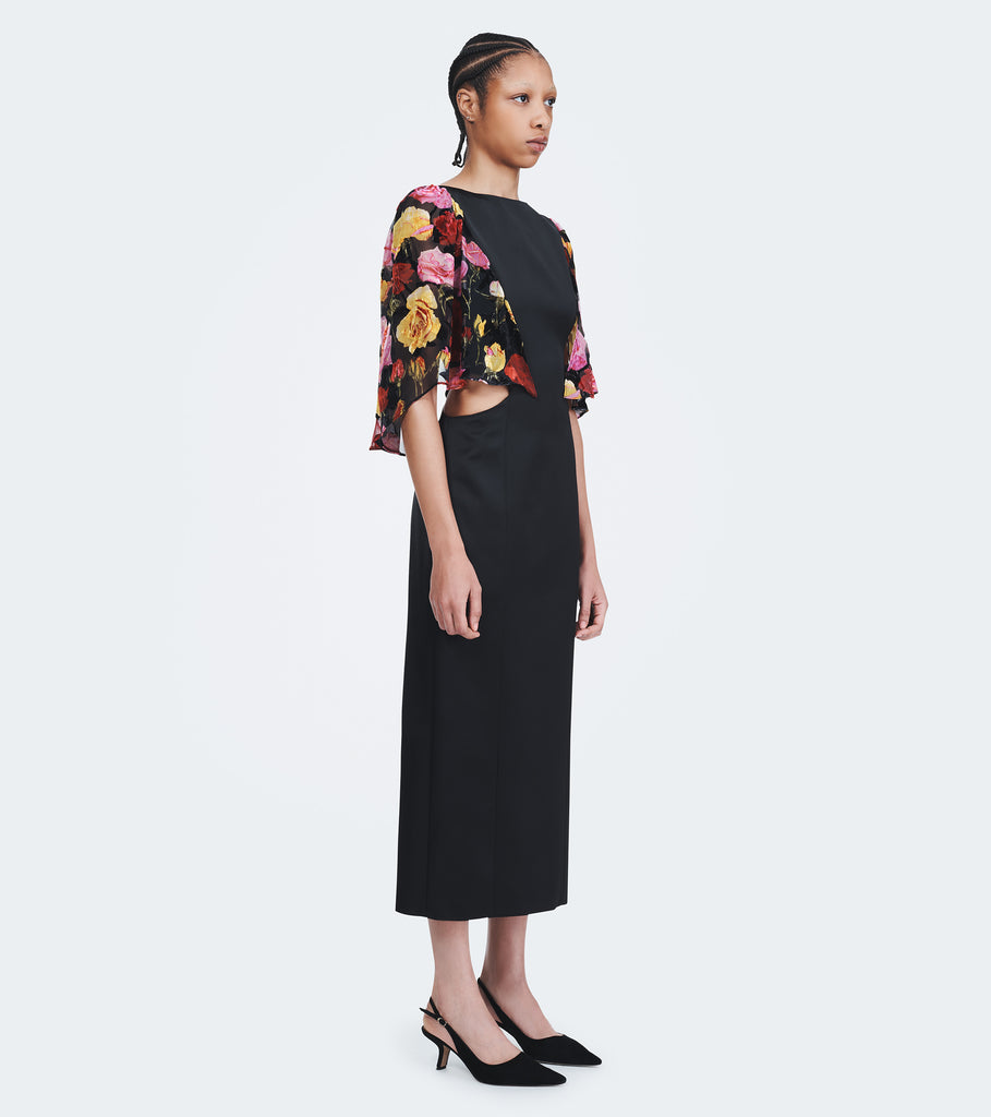 FLOUNCE SLEEVE CUTOUT DRESS