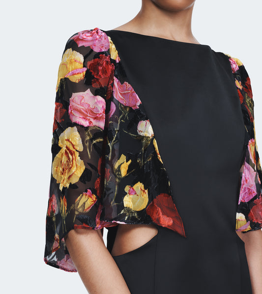 FLOUNCE SLEEVE CUTOUT DRESS
